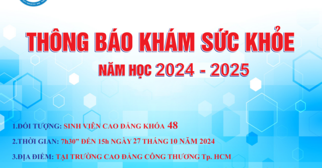 THÔNG BÁO KHÁM SỨC KHỎE ĐỊNH KỲ SINH VIÊN K.48 NĂM HỌC 2024-2025