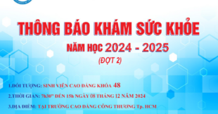THÔNG BÁO VỀ VIỆC KHÁM SỨC KHỎE ĐỊNH KỲ ĐỢT 2 DÀNH CHO SINH VIÊN K.48 2024-2025 (ĐỢT 2)
