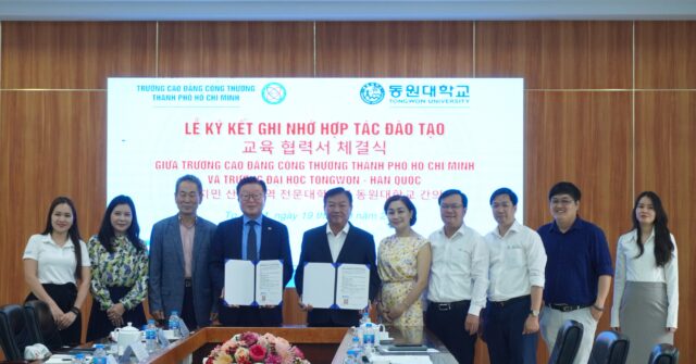 Lễ K&yacute; Kết Ghi Nhớ Hợp T&aacute;c Đ&agrave;o Tạo Giữa Trường Cao đẳng C&ocirc;ng Thương TP.HCM v&agrave; Trường Đại học Tongwon &ndash; H&agrave;n Quốc